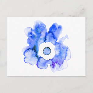 Floral watercolor hand drawn abstract art postcard