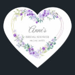 Floral Watercolor Heart with Leaves in Purple Heart Sticker<br><div class="desc">This Floral Watercolor Heart with Leaves in purple sticker design is totally romantic and contemporary, perfect for an actual any type of event. Very simple and delicate design of leaves and flowers on fine lines in the shape of a heart is the sticker that I created for you. Customize it...</div>