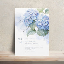 Floral Watercolor Hydrangea Wedding Invitation