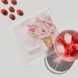 Floral Watercolor Ice Cream Bridal Shower Napkin