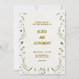 Floral Watercolor Illustration Wedding Invitation