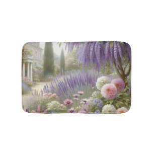 Floral watercolor in soft pastel colours bath mat