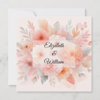 Floral watercolor in soft pastel colours  invitation