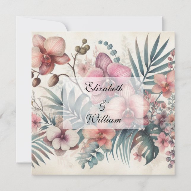 Floral watercolor in soft pastel colours  invitation (Front)