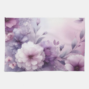 Floral watercolor in soft pastel colours tea towel