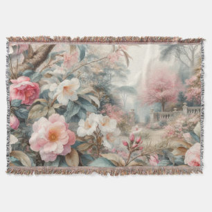 Floral watercolor in soft pastel colours throw blanket
