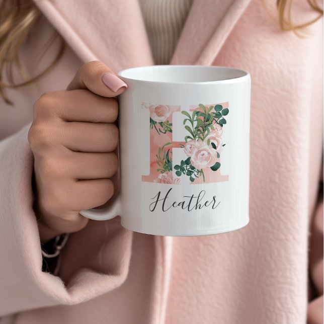 Floral Watercolor Initial Mug - H (Creator Uploaded)