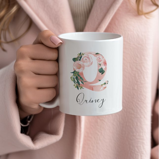 Floral Watercolor Initial Mug - Q (Creator Uploaded)