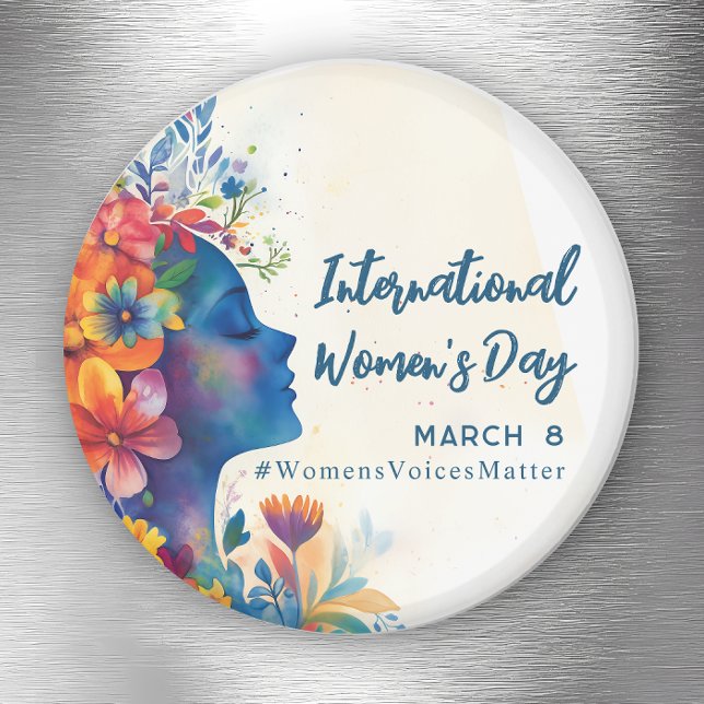 Floral Watercolor International Women's Day Magnet (Creator Uploaded)