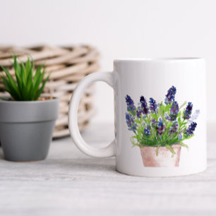 Floral Watercolor Lavender Large Coffee Mug