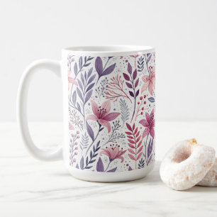 Floral Watercolor Lilies Pink Violet Coffee Mug