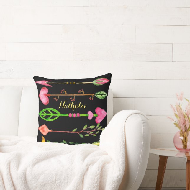Floral watercolor love arrows cushion (Couch)