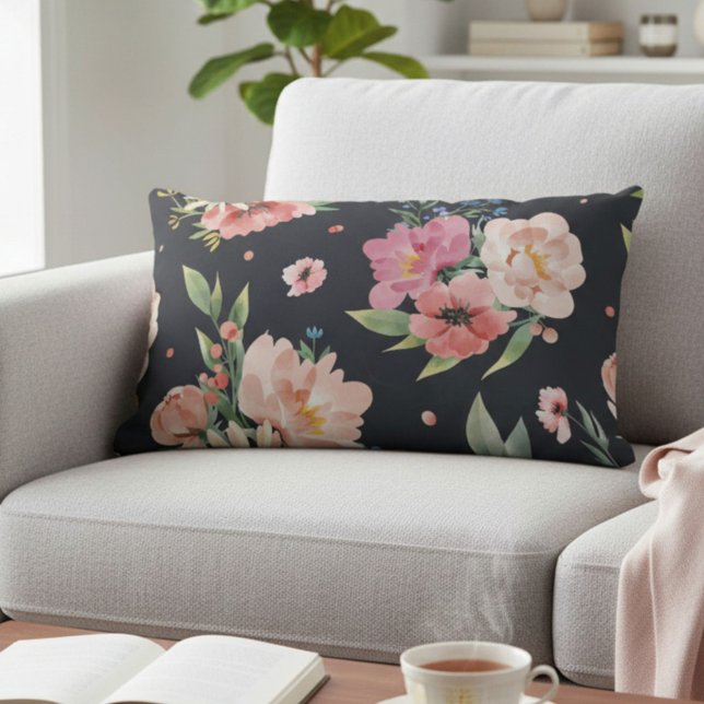 Floral Watercolor Lumbar Cushion (Creator Uploaded)