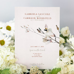 Floral Watercolor Magnolia Terracotta Invitation