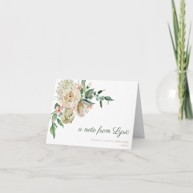 Floral Watercolor Micah 6:8 Personalized Note Card (Front)