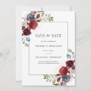 Floral Watercolor Minimalist Wedding Save The Date