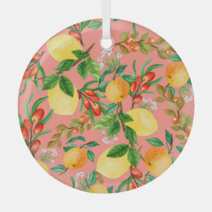 Floral Watercolor Mix: Colourful Seamless Illustra Glass Tree Decoration