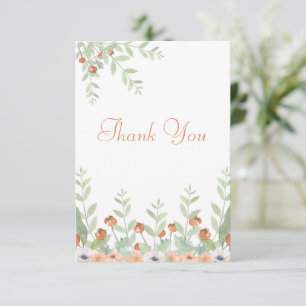Floral Watercolor Modern Script Wedding Thank You Card