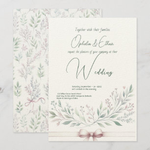 Floral watercolor Modern Typography wedding Invitation