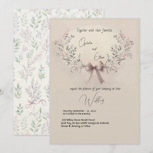 Floral watercolor Modern Typography wedding Invitation