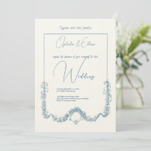 Floral watercolor Modern Typography wedding Invitation