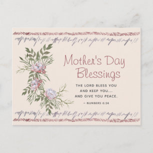 Floral Watercolor Mother's Day Blessings Scripture Postcard