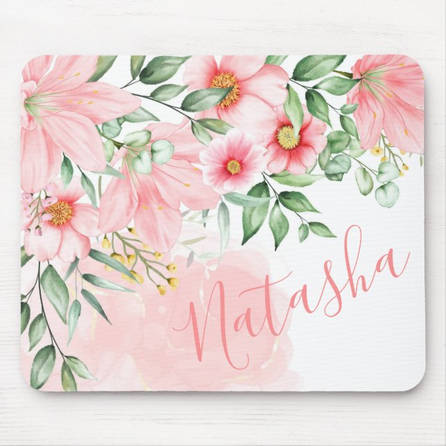 Floral Watercolor  Mouse Pad (Front)