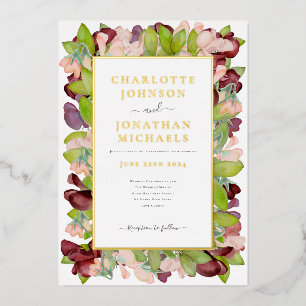 Floral Watercolor Orange Gold Wedding