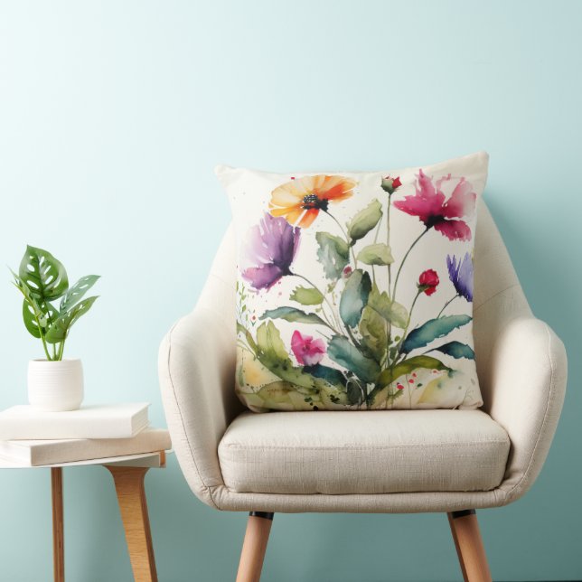 Floral Watercolor Painting Cushion (Chair)