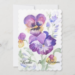 Floral watercolor pansies invitation