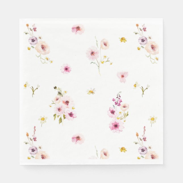 Floral Watercolor Paper Napkin (Front)