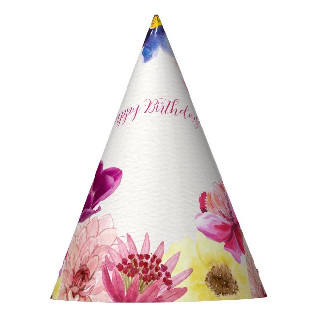 Floral Watercolor Party Hat  (Front)