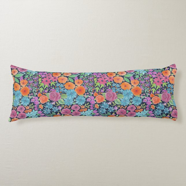 Floral watercolor pattern body cushion (Front)