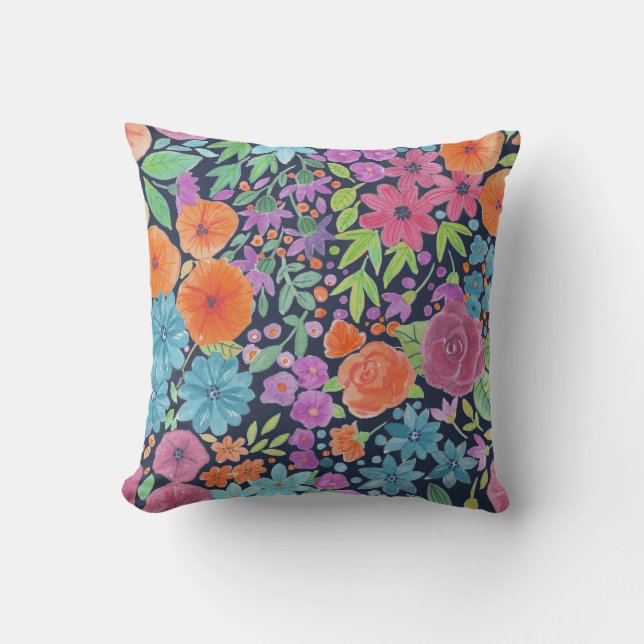 Floral watercolor pattern cushion (Front)
