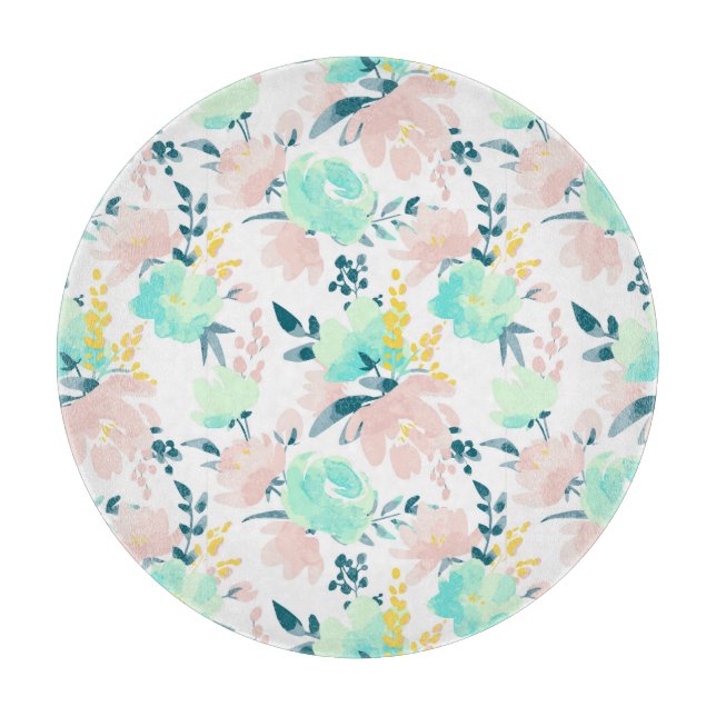 Floral Watercolor Pattern Cutting Board (Front)