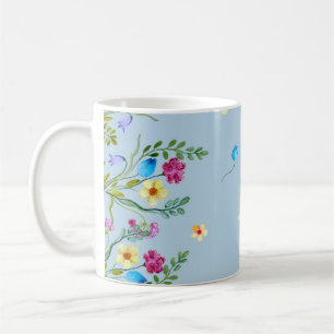 Floral watercolor pattern in blue tones coffee mug