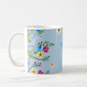 Floral watercolor pattern in blue tones coffee mug