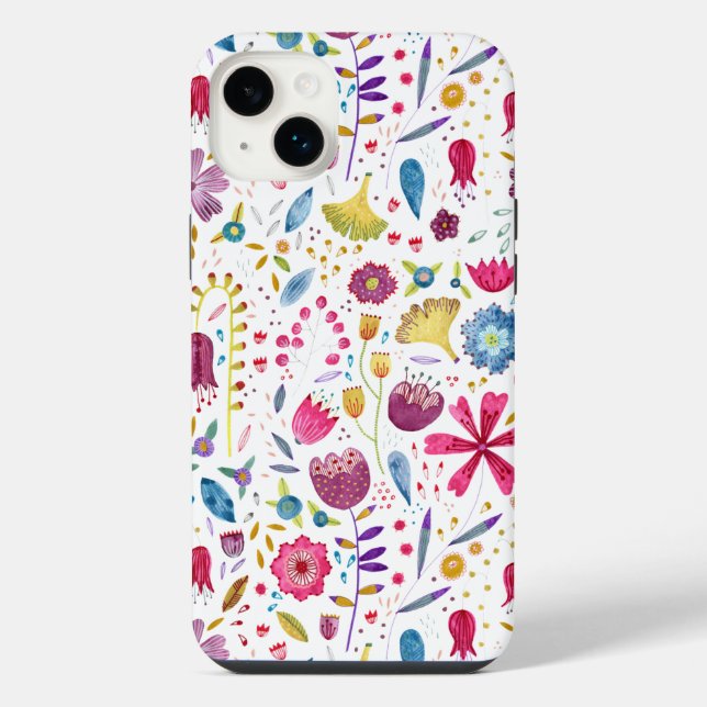 Floral Watercolor Pattern iPhone Case (Back)