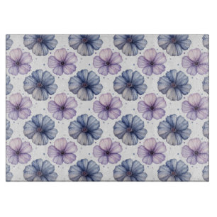 Floral Watercolor Pattern Lavender and Blue Cutting Board