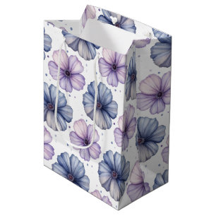 Floral Watercolor Pattern Lavender and Blue Medium Gift Bag