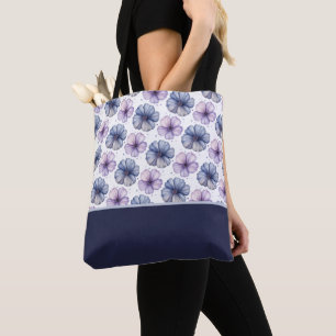 Floral Watercolor Pattern Lavender and Blue Tote Bag