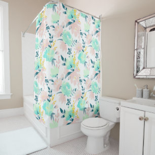 Floral Watercolor Pattern Shower Curtain