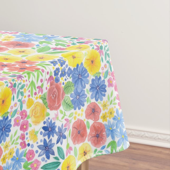 Floral watercolor pattern tablecloth (In Situ)