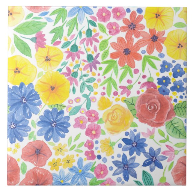 Floral watercolor pattern tile (Front)