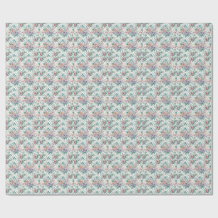 Floral Watercolor Peach & Lavender Flowers Pattern Wrapping Paper