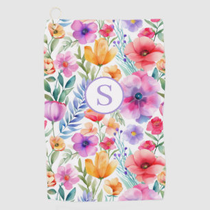 Floral Watercolor Personalised Golf Towel