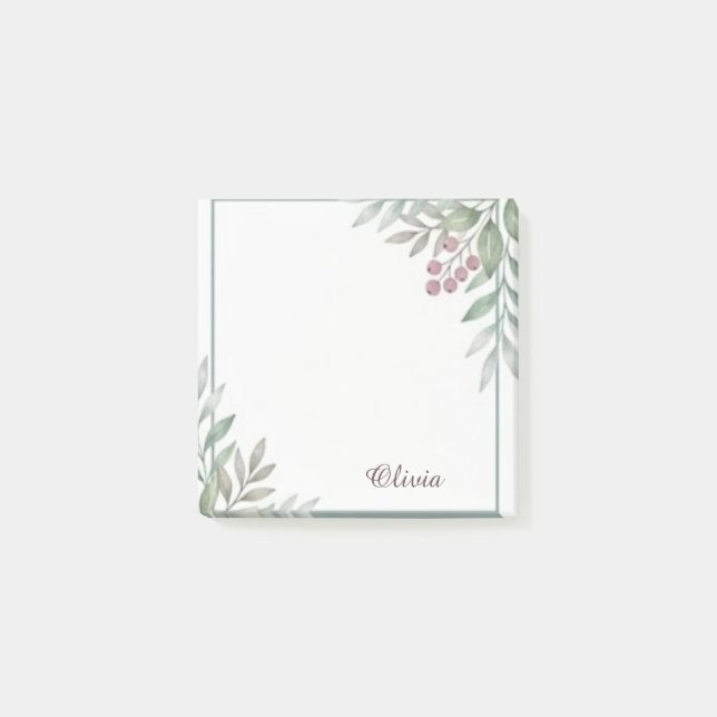 Floral Watercolor Personalised Sticky Notes (Front)