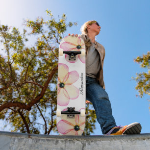 Floral Watercolor Personalized  Skateboard