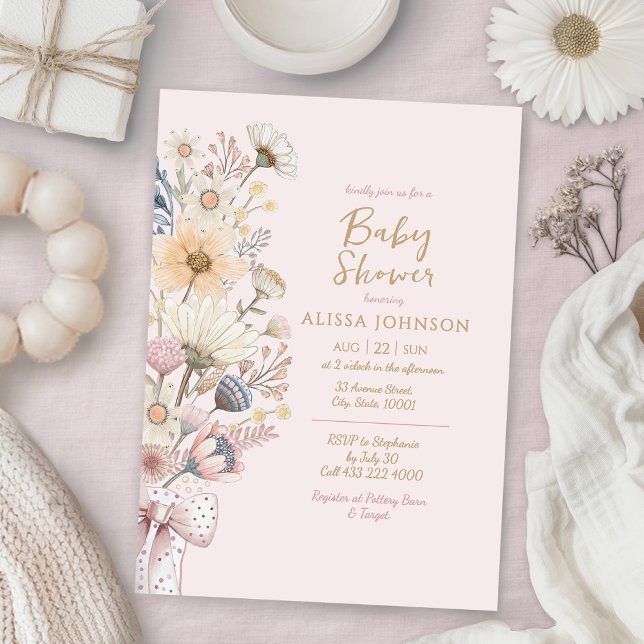 Floral Watercolor Pink Baby Shower Invitation (Creator Uploaded)