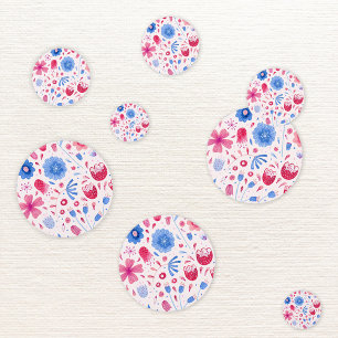 Floral Watercolor Pink Blue Confetti